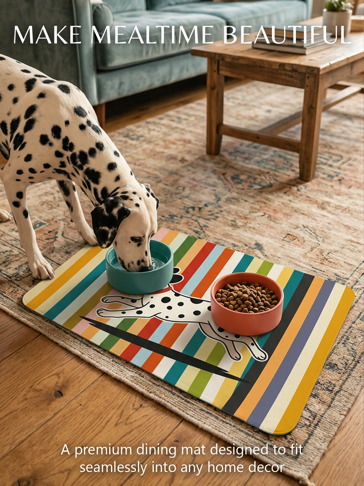 Furrybaby Rainbow Stripe Waterproof Dog & Cat Placemat