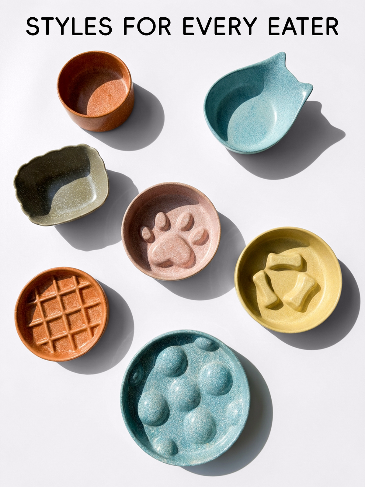 Bone Ridge Ceramic Slow Feeder Bowl for Dogs & Cats