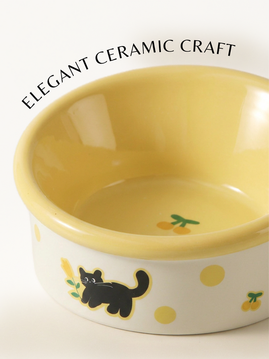 Playful Pup Elevated Ceramic Pet Bowl for Dogs & Cats