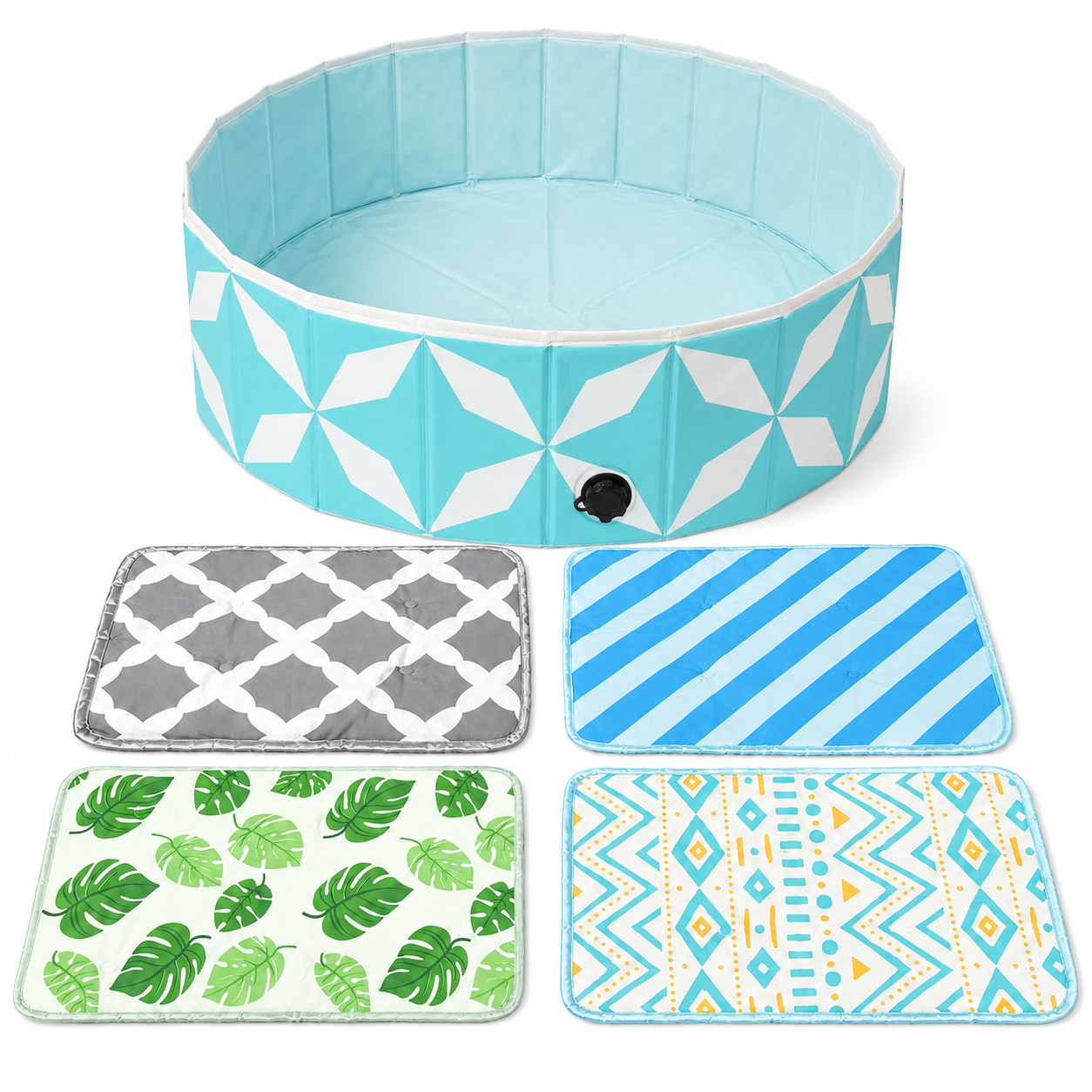 Furrybaby Pet Pool With Stylish Breathable Pet Cooling Mat - Blue