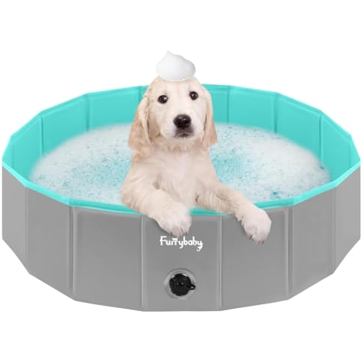 Furrybaby Foldable Dog Pool, Kiddie Pool Hard Plastic, Collapsible Pet Bath Portable Dog Swimming Pool for Pet, Dogs and Cats Grey 32''