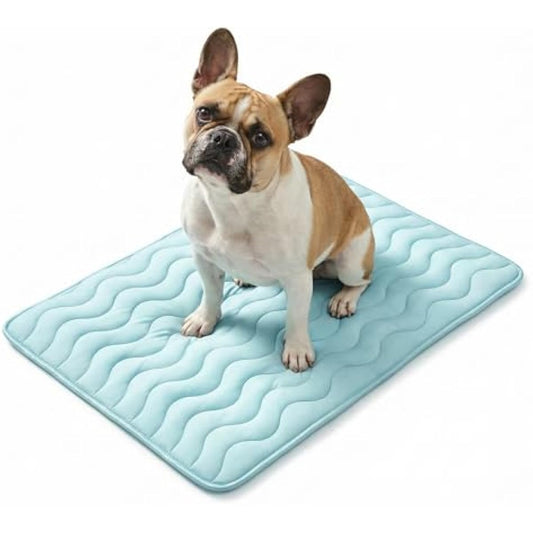 furrybaby Dog Cooling Mat for Large Dogs (L) Self Cooling Pet Cooling Mat for Dogs & Cats, QMAX>0.5, Thickened Cool Fiber, Cooling pad for Dog Bed, Durable Portable Indoor/Outdoor Summer,Blue