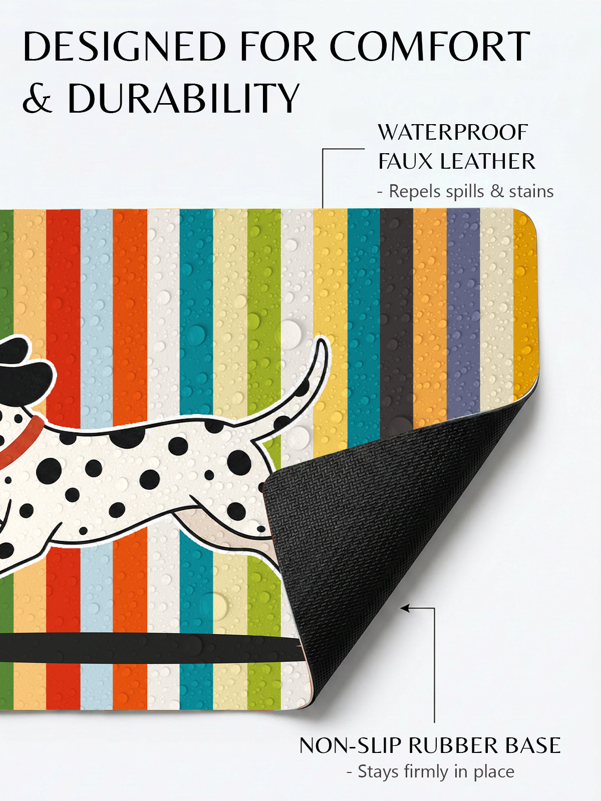 Furrybaby Rainbow Stripe Waterproof Dog & Cat Placemat