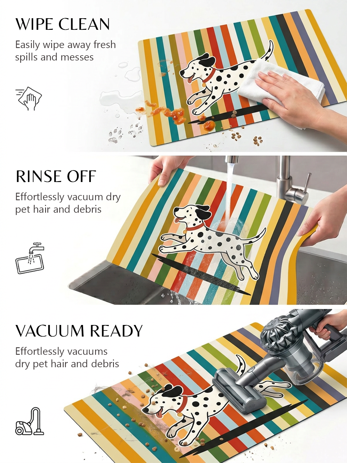 Furrybaby Rainbow Stripe Waterproof Dog & Cat Placemat