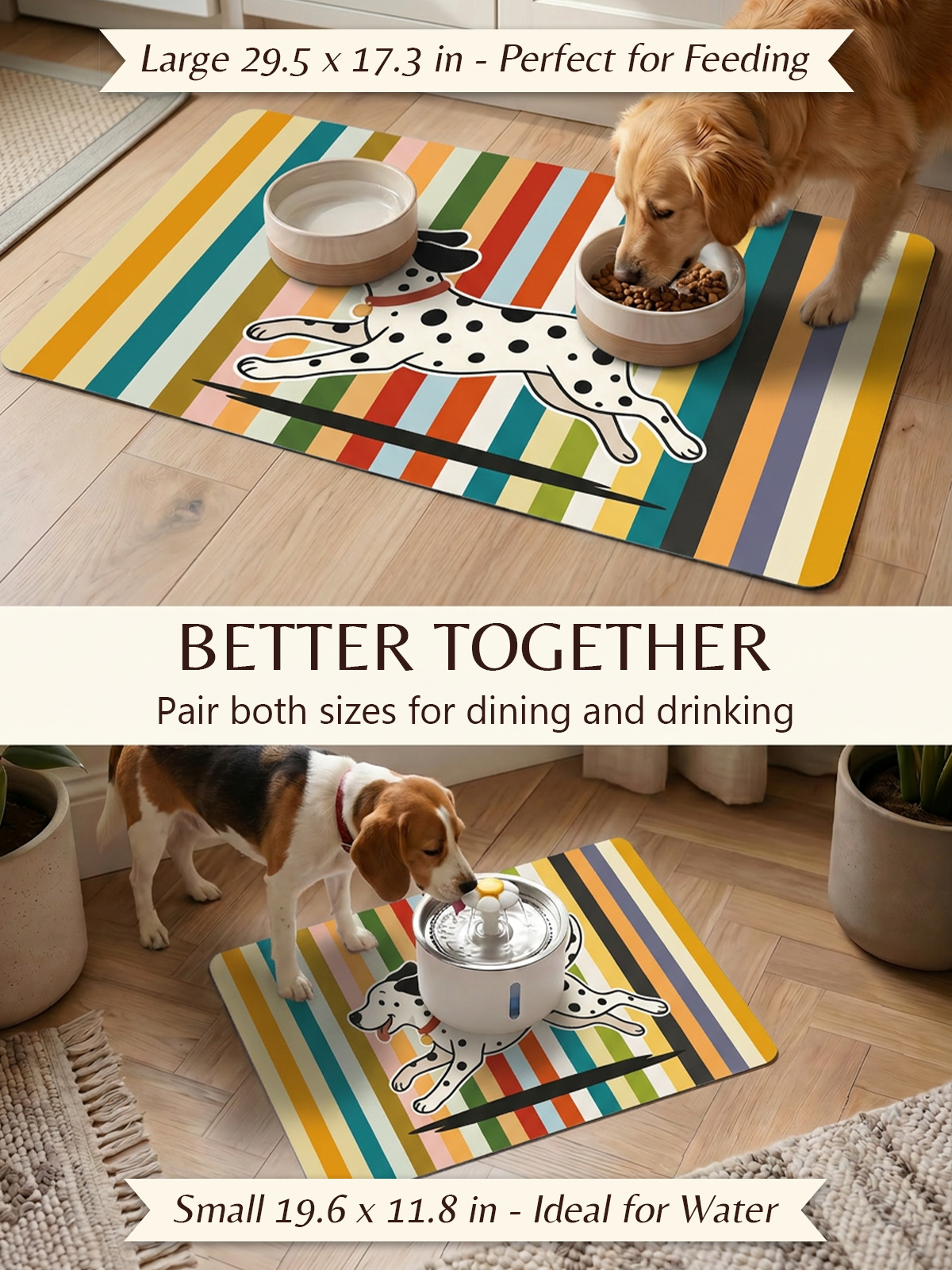 Furrybaby Rainbow Stripe Waterproof Dog & Cat Placemat
