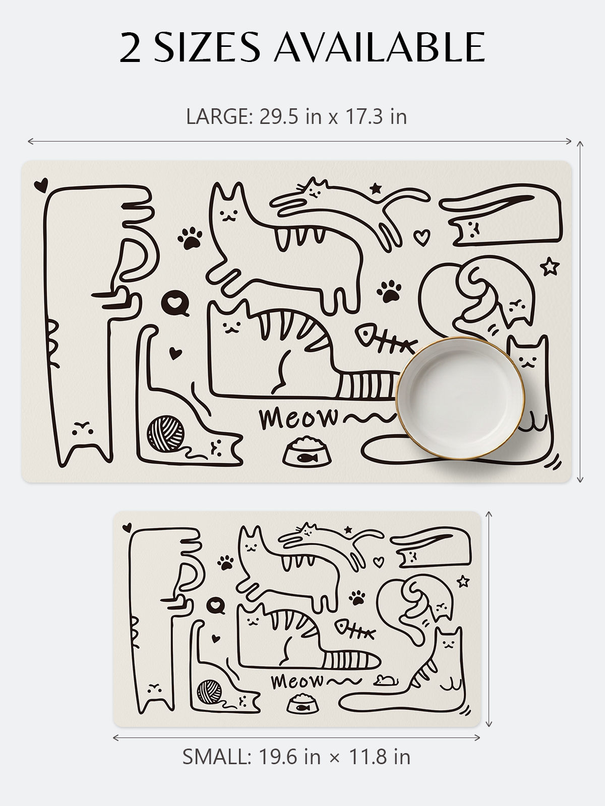 Furrybaby Minimalist Doodle Waterproof Dog & Cat Placemat