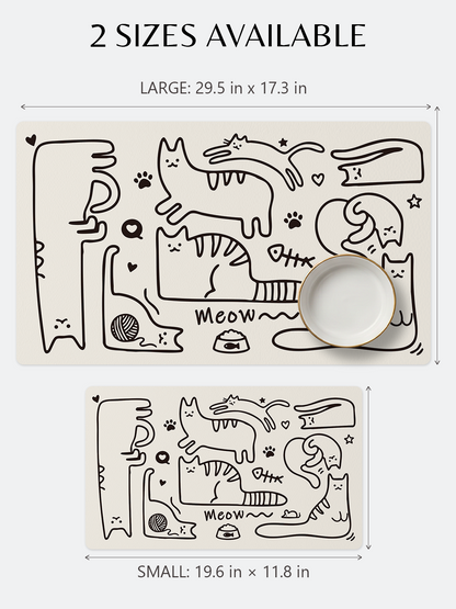 Furrybaby Minimalist Doodle Waterproof Dog & Cat Placemat