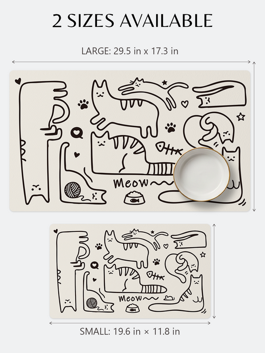 Furrybaby Minimalist Doodle Waterproof Dog & Cat Placemat