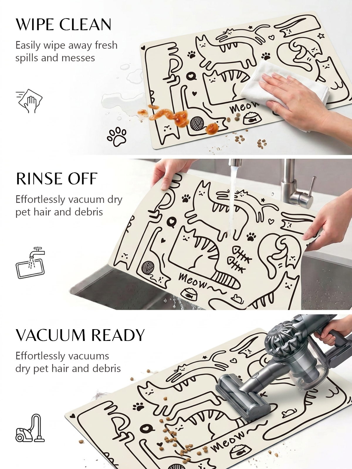 Furrybaby Minimalist Doodle Waterproof Dog & Cat Placemat