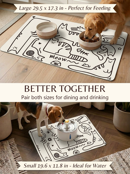 Furrybaby Minimalist Doodle Waterproof Dog & Cat Placemat