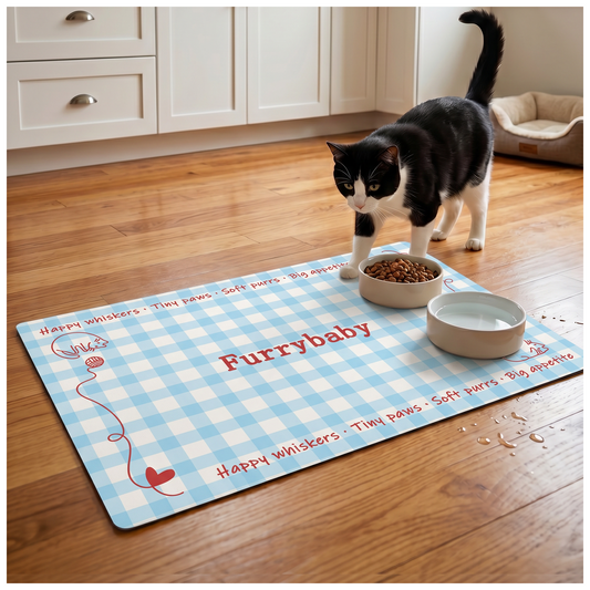 Furrybaby Grid Gingham Waterproof Dog & Cat Placemat