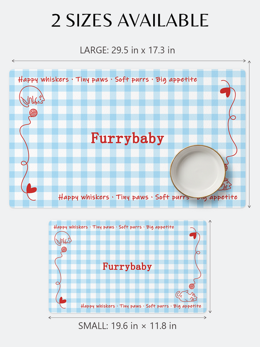 Furrybaby Grid Gingham Waterproof Dog & Cat Placemat