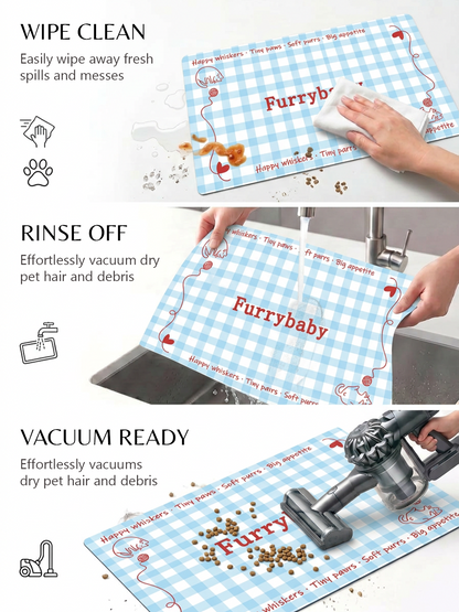 Furrybaby Grid Gingham Waterproof Dog & Cat Placemat