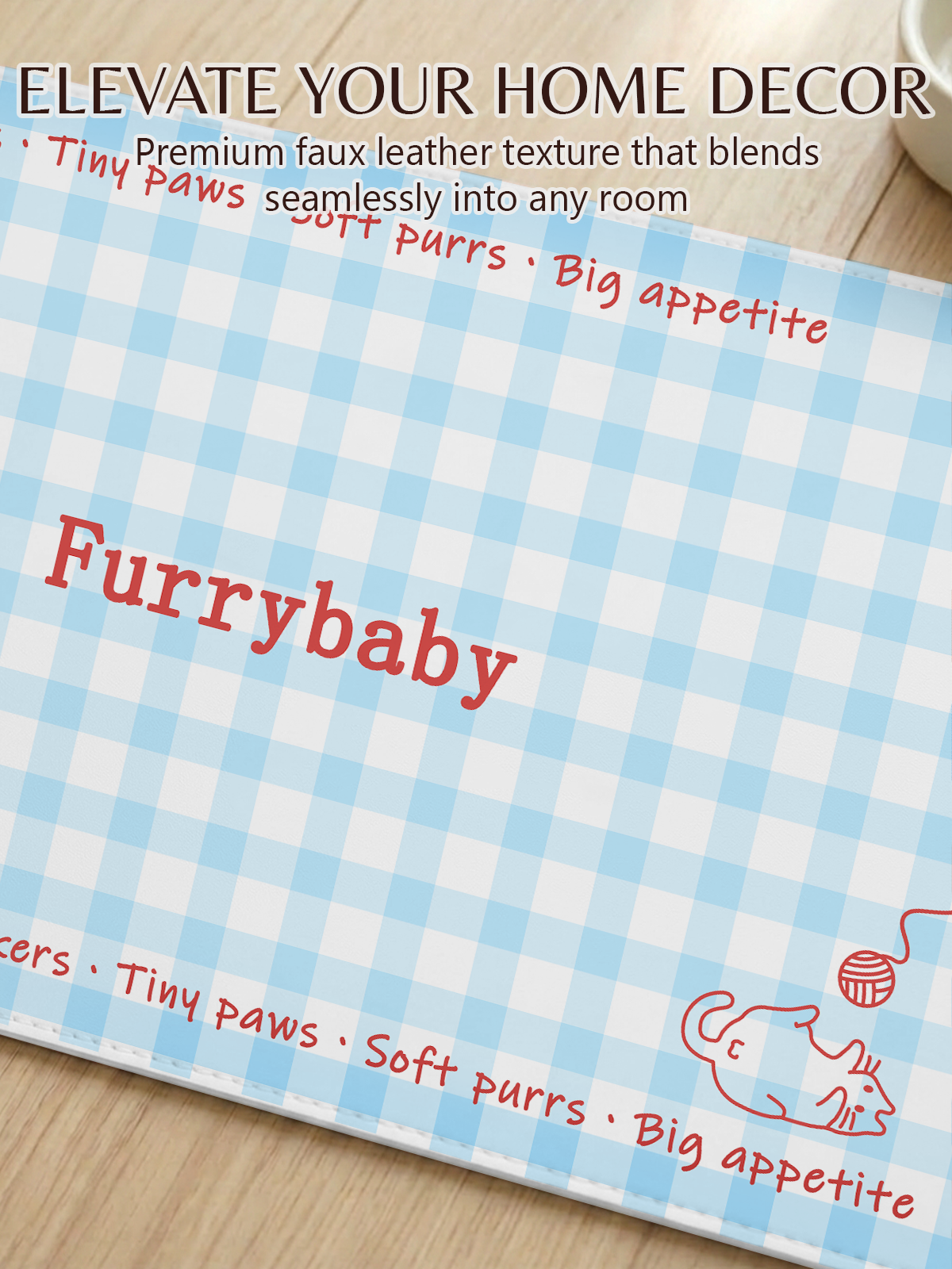 Furrybaby Grid Gingham Waterproof Dog & Cat Placemat
