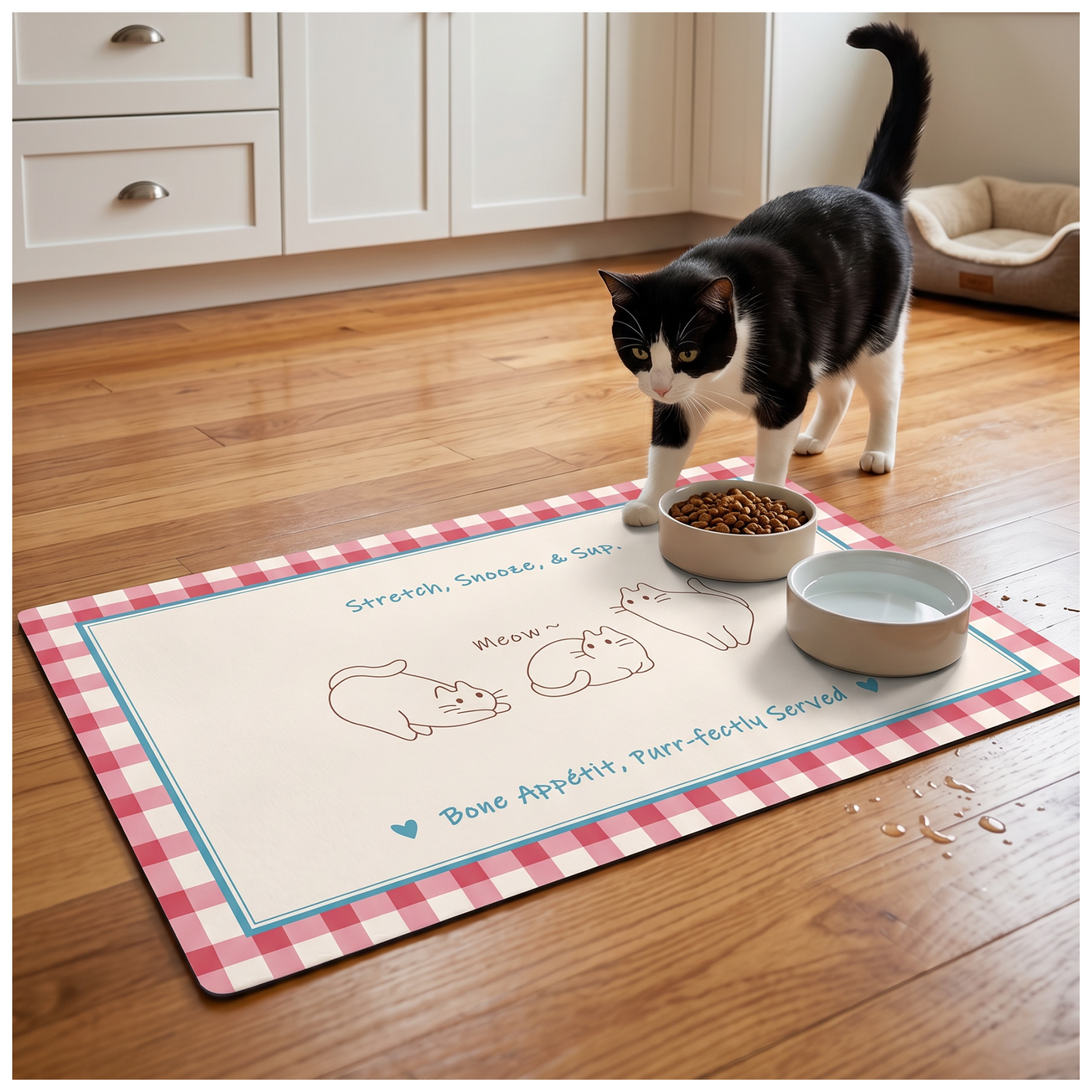Furrybaby Three Kittens Waterproof Dog & Cat Placemat