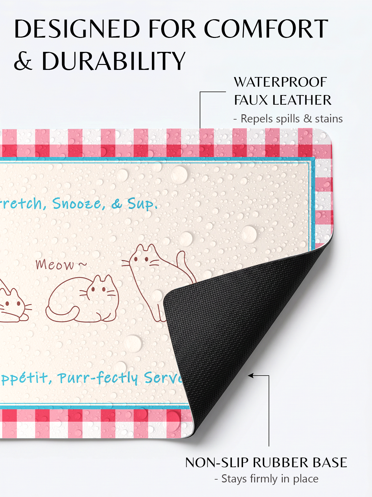 Furrybaby Three Kittens Waterproof Dog & Cat Placemat