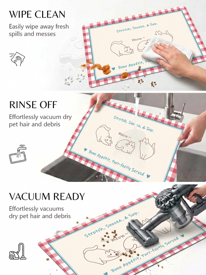 Furrybaby Three Kittens Waterproof Dog & Cat Placemat