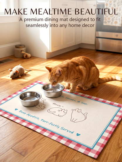 Furrybaby Three Kittens Waterproof Dog & Cat Placemat