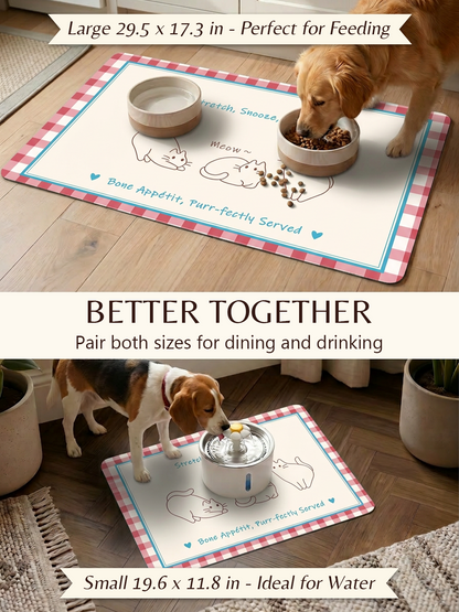 Furrybaby Three Kittens Waterproof Dog & Cat Placemat