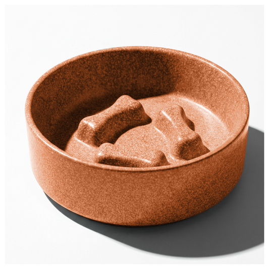 Bone Ridge Ceramic Slow Feeder Bowl for Dogs & Cats