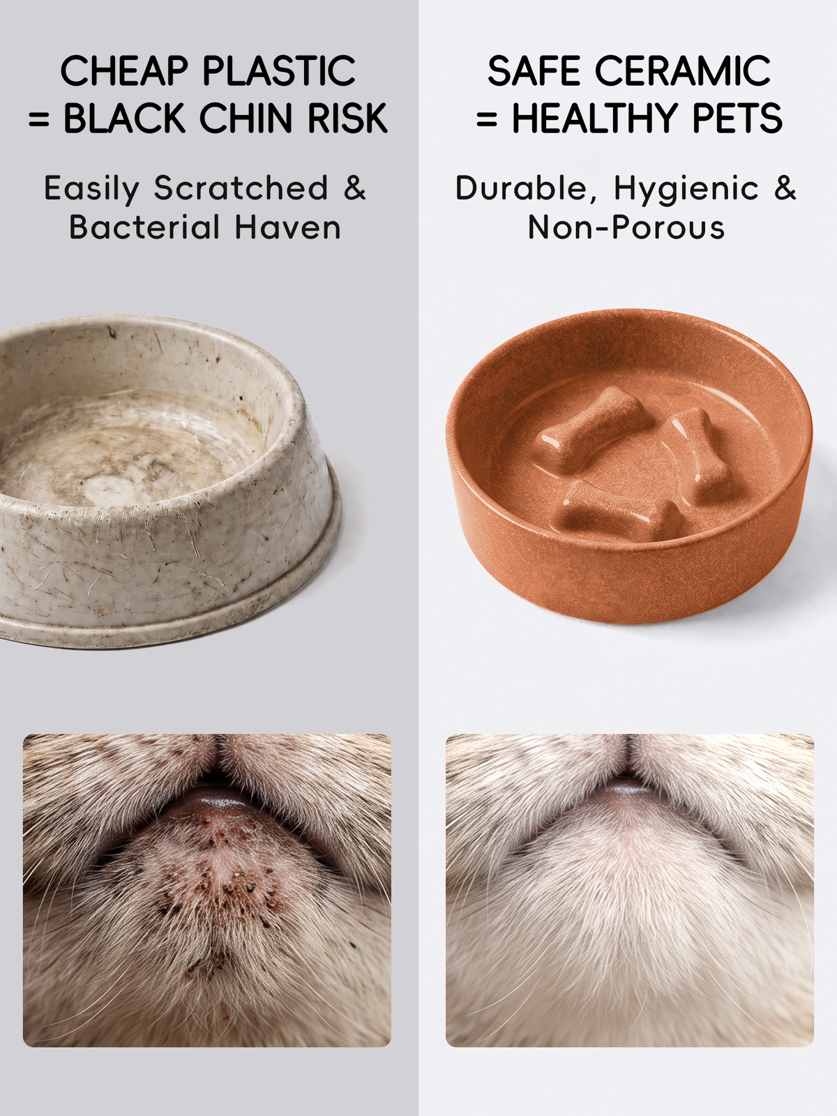 Bone Ridge Ceramic Slow Feeder Bowl for Dogs & Cats