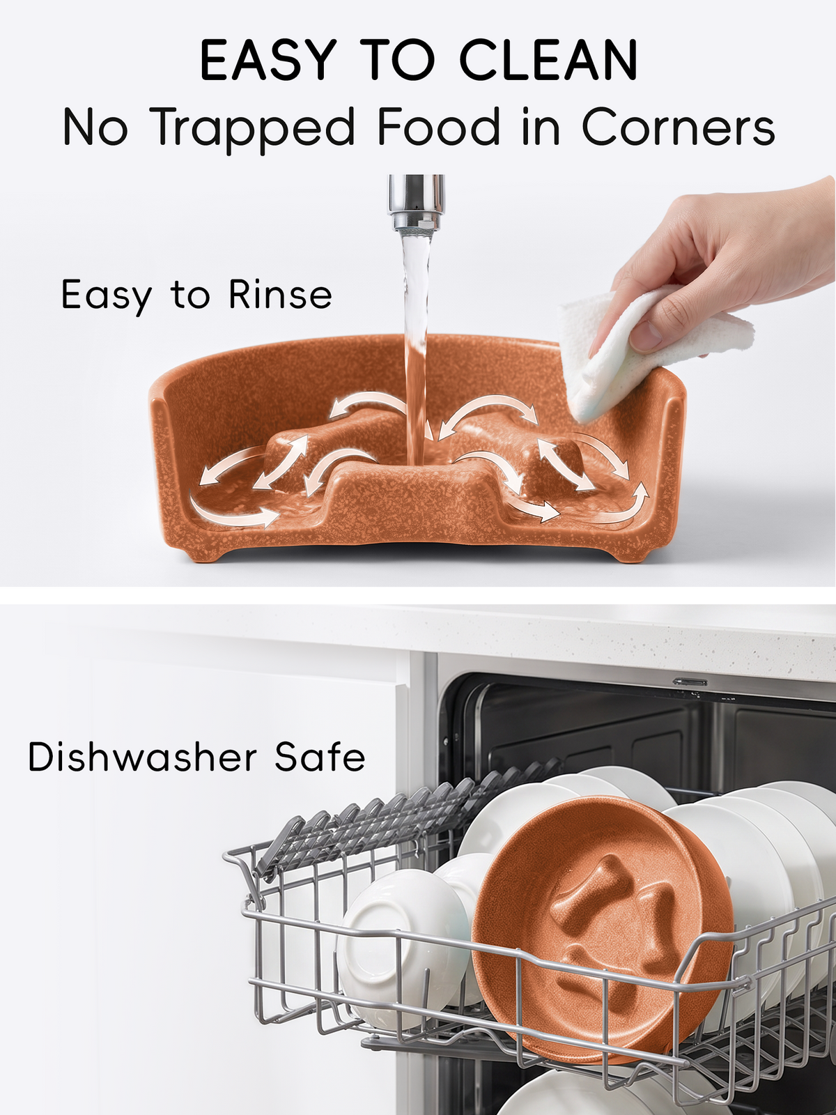 Bone Ridge Ceramic Slow Feeder Bowl for Dogs & Cats