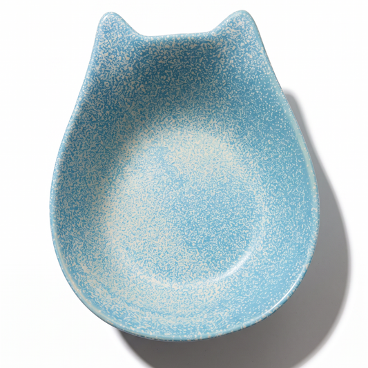 Cat-Ear Tilted Ceramic Pet Bowl for Dogs & Cats