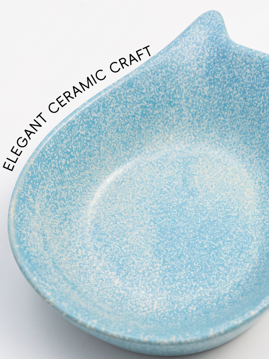 Cat-Ear Tilted Ceramic Pet Bowl for Dogs & Cats