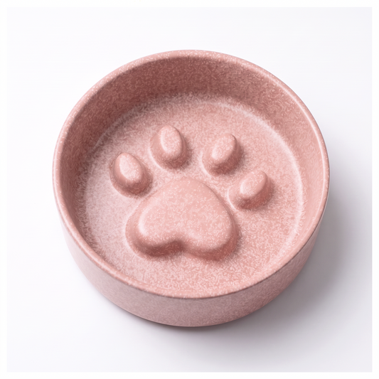 Raised Paw Ceramic Slow Feeder Bowl for Dogs & Cats