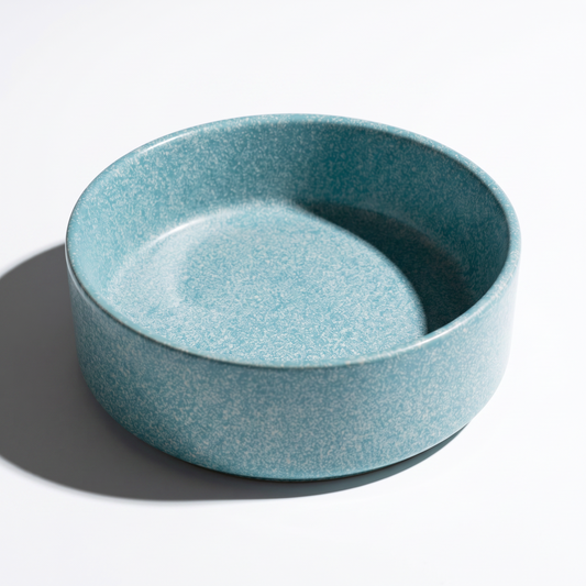 Speckled Round Ceramic Pet Bowl for Dogs & Cats