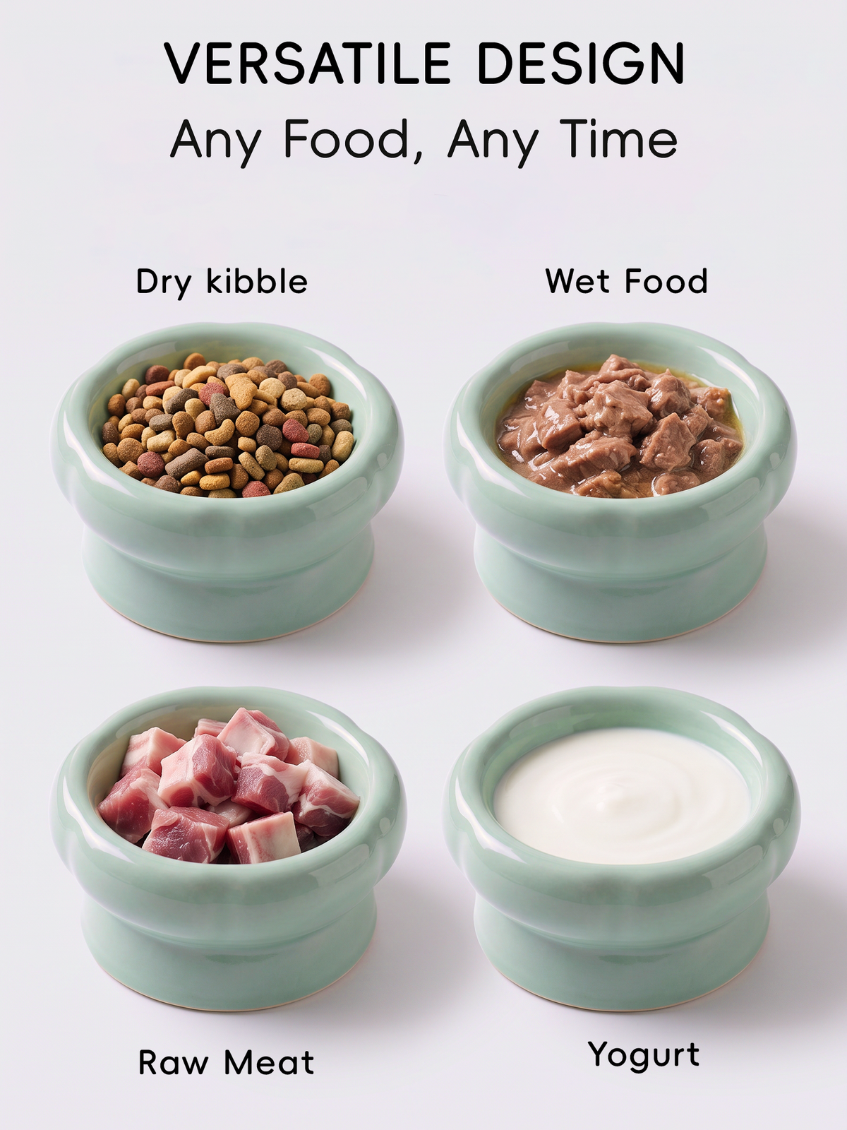 Petal Elevated Ceramic Pet Bowl for Dogs & Cats
