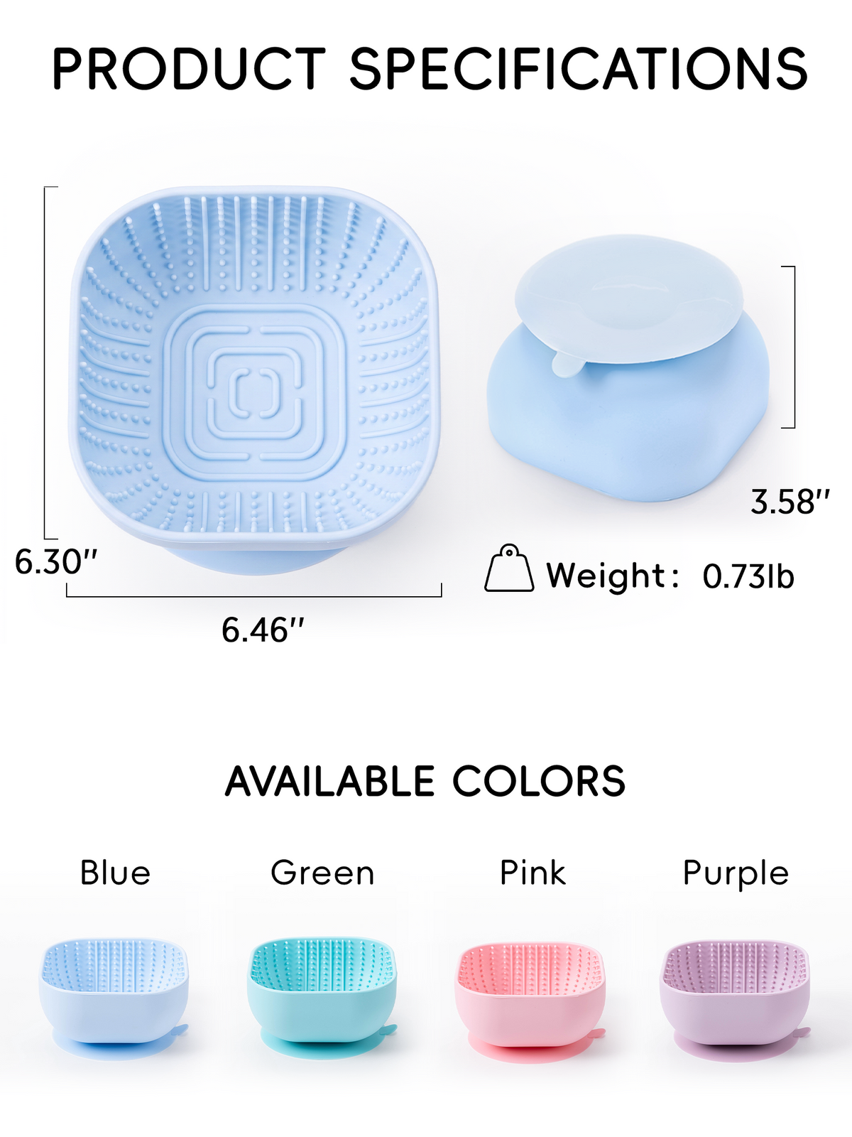 Textured Square Silicone Slow Feeder & Lick Bowl with Suction Base