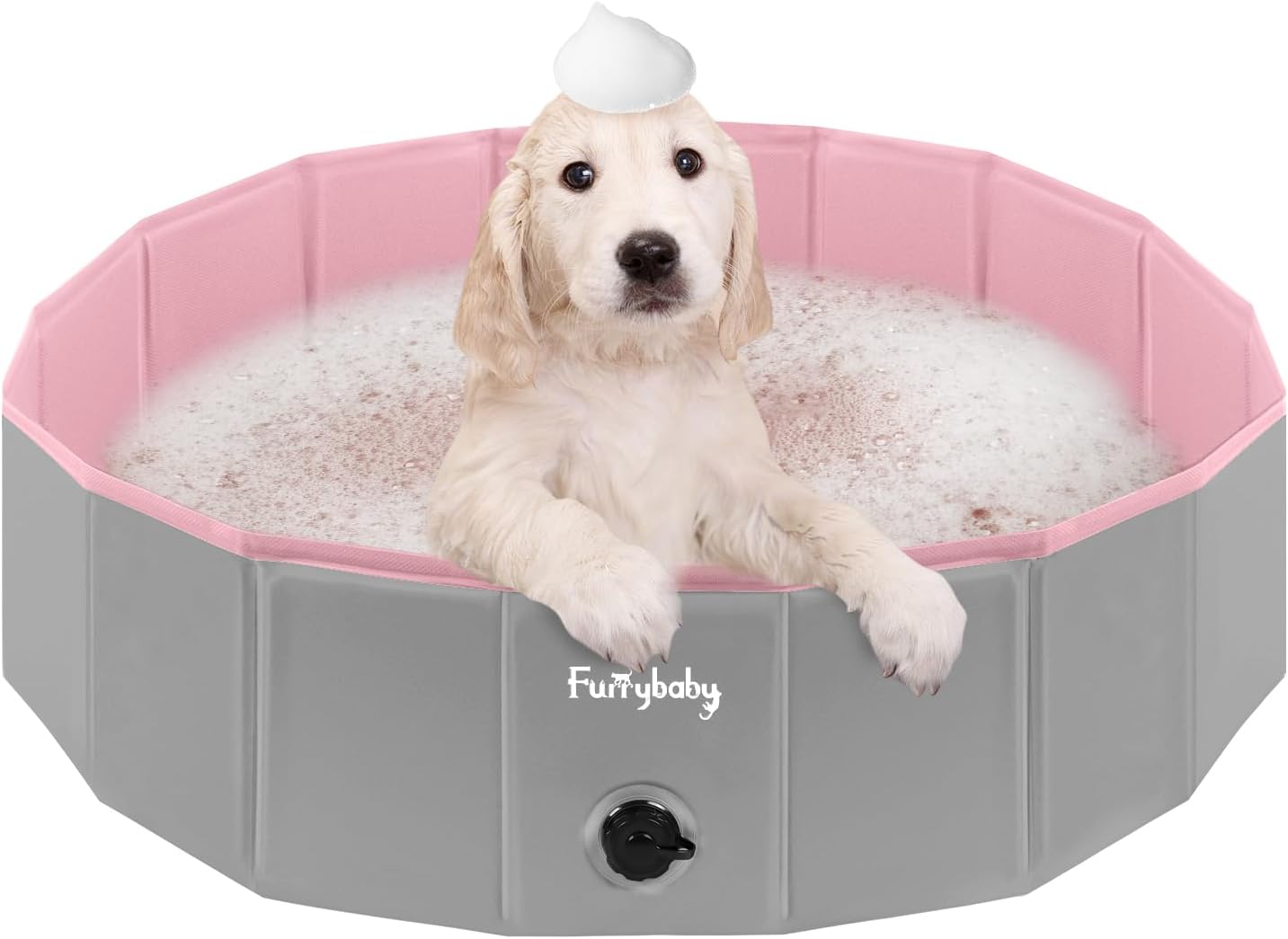 Furrybaby Foldable Dog Pool, Kiddie Pool Hard Plastic, Collapsible Pet Bath Portable Dog Swimming Pool for Pet, Dogs and Cats Grey 32''
