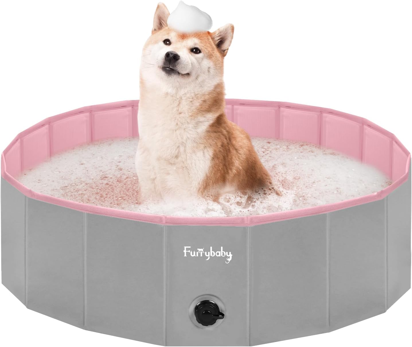 Furrybaby Foldable Dog Pool, Kiddie Pool Hard Plastic, Collapsible Pet Bath Portable Dog Swimming Pool for Pet, Dogs and Cats Grey 32''