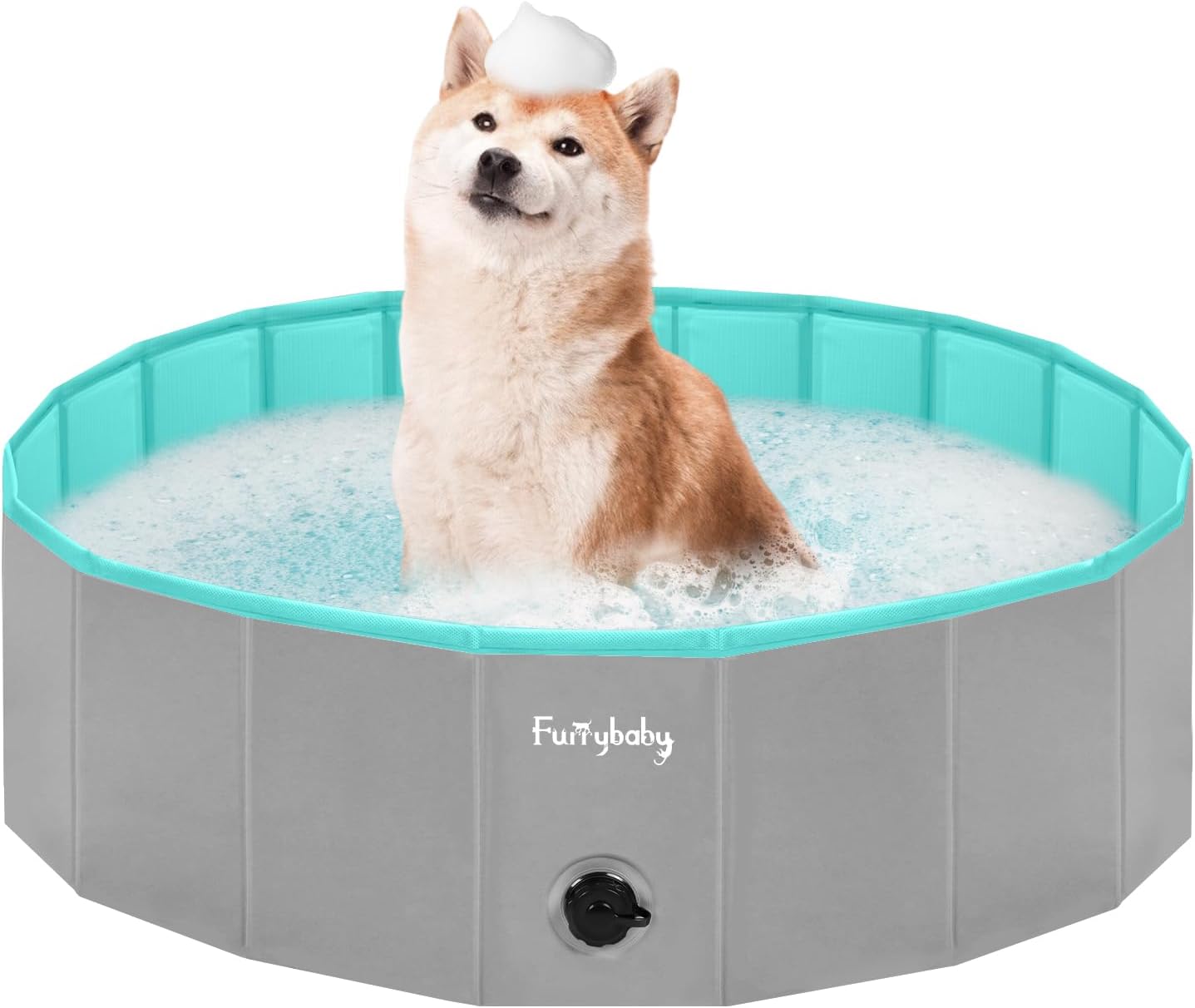 Furrybaby Foldable Dog Pool, Kiddie Pool Hard Plastic, Collapsible Pet Bath Portable Dog Swimming Pool for Pet, Dogs and Cats Grey 32''