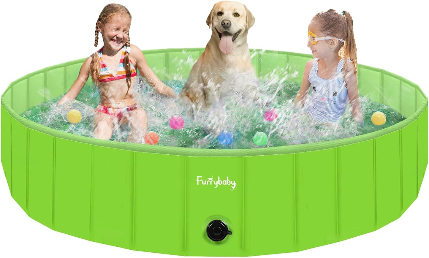 Furrybaby Foldable Dog Pool, Kiddie Pool Hard Plastic, Collapsible Pet Bath Portable Dog Swimming Pool for Pet, Dogs and Cats Grey 32''