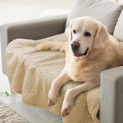furrybaby 2-in-1 Puppy Blankets for Small Dogs - Premium Super Soft Sherpa & Fleece Dog & Cat Bed Blankets - Washable & Portable - Beige (24"x32")