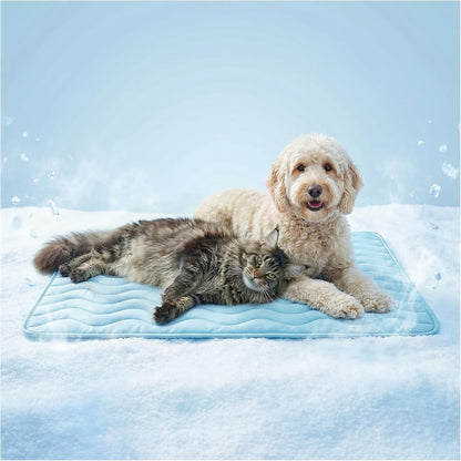 furrybaby Dog Cooling Mat for Large Dogs (L) Self Cooling Pet Cooling Mat for Dogs & Cats, QMAX>0.5, Thickened Cool Fiber, Cooling pad for Dog Bed, Durable Portable Indoor/Outdoor Summer,Blue