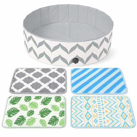 Furrybaby Pet Pool With Stylish Breathable Pet Cooling Mat - Grey