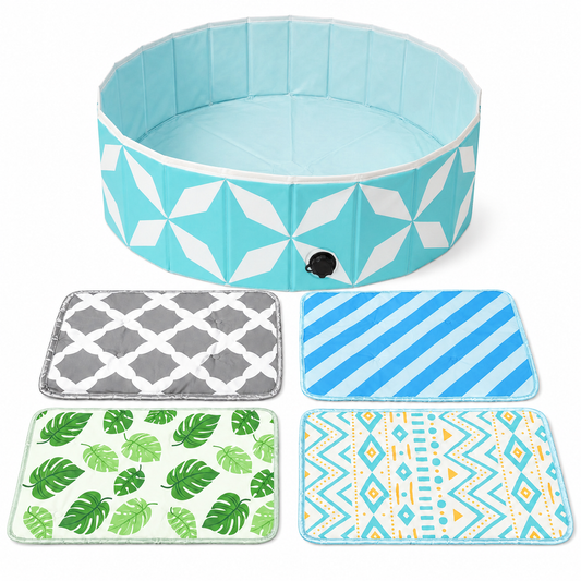 Furrybaby Pet Pool With Stylish Breathable Pet Cooling Mat - Blue